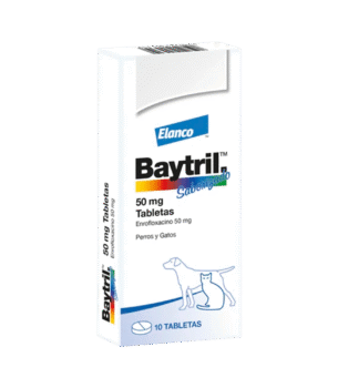Baytril Saborizado 50 mg 10 Tabletas